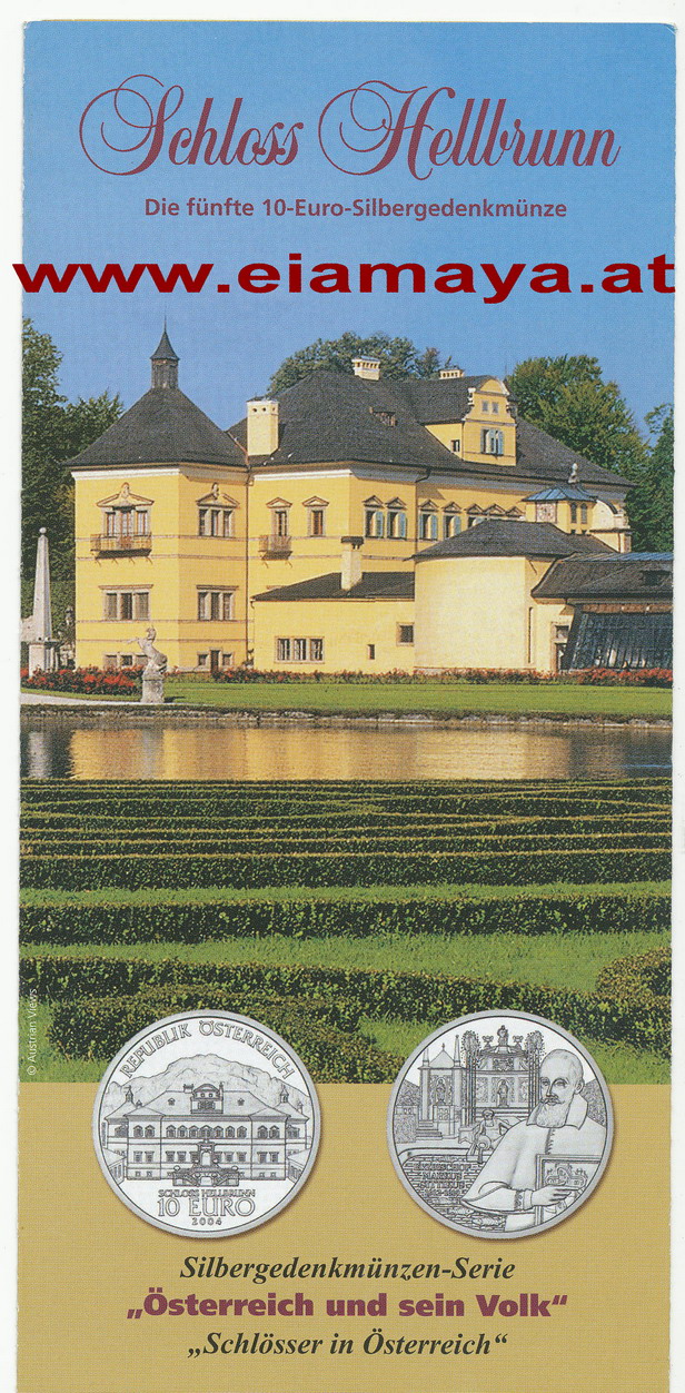 ANK Nr 05 Flyer FOLDER ZU DER 10 EURO MÜNZE Schloss Hellbrunn 2004