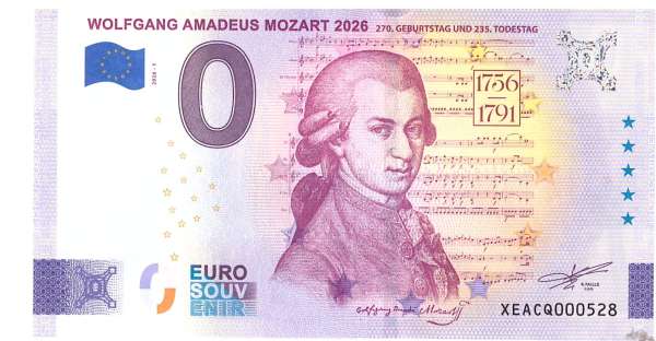 ANK.Nr. Wolfgang Amadeus Mozart 2026 Silber 0 Euro Schein 2026-1