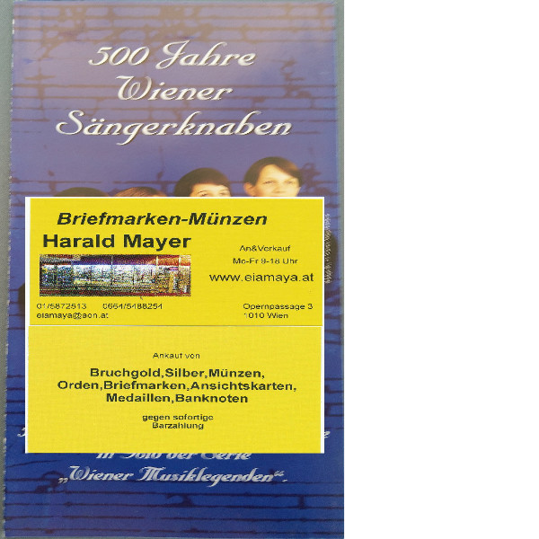 1998 Wiener Sängerknaben 500 Schilling Gold 1998 - nur Flyer Folder