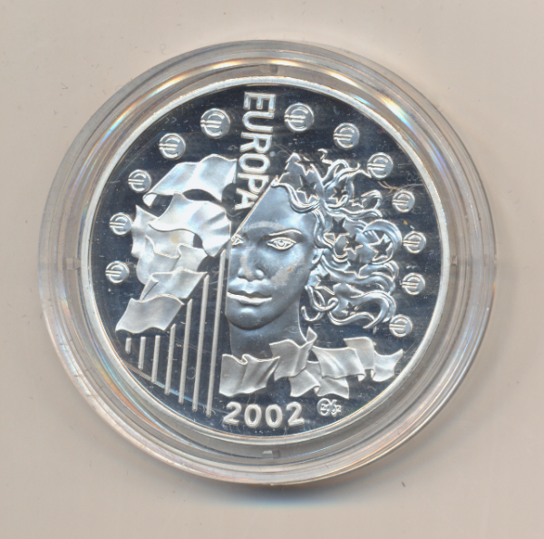 1 1/2 Euro 2002 Europäische Währungsunion Silber PP Frankreich