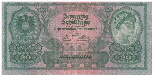 20 Schilling 2 Jänner 1925 Ank.Nr.213 Pick 89 Nr. 1041 085305