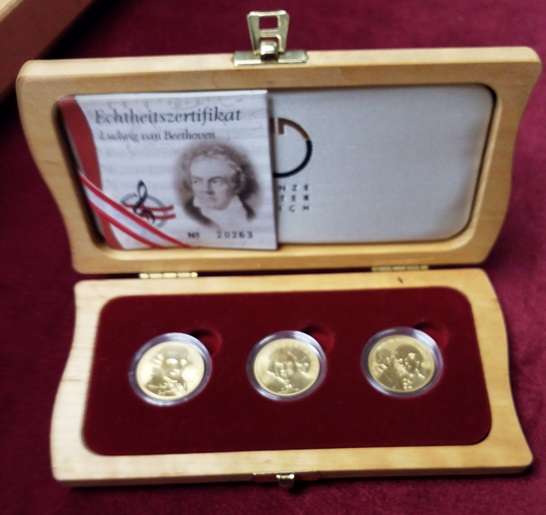 Grosse Komponisten mit allen 3 50 Euro Goldmünzen in Sammelkassette