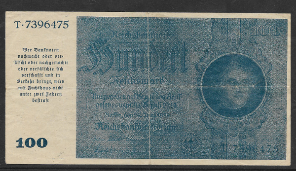 100 Reichsmark 24.6.1935 Ausgabe 1945 mit Strafsatz