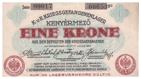 1 Krone KGL Kenyermezö Kriegsgefangenenlager 1916