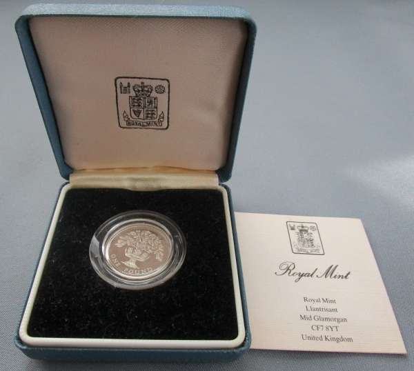 1987 UK One Pound Coin Silver Piedfort Proof Boxed with Certificate