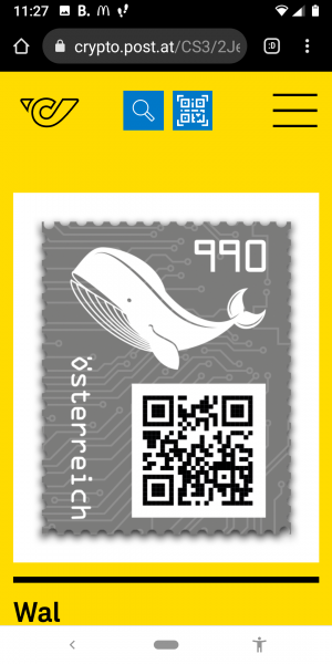 Crypto Stamp 3 - Wal Schwarz/ 3 crypto stamp black edition Postfrisch