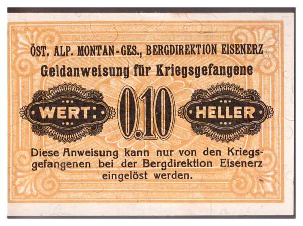 0,10 Heller Montan Bergdirektion Eisenerz Kriegsgefangene KGL
