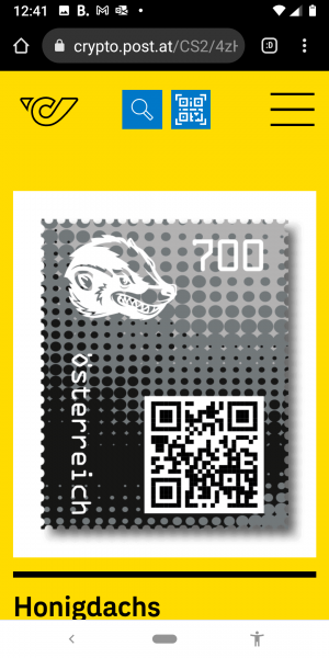 Crypto Stamp 2 - Honigdachs schwarz / 2 crypto stamp black edition Postfrisch