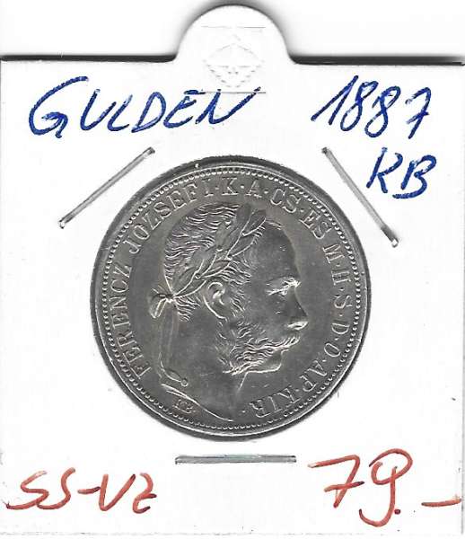 1 Gulden Forint 1887 KB Silber Franz Joseph