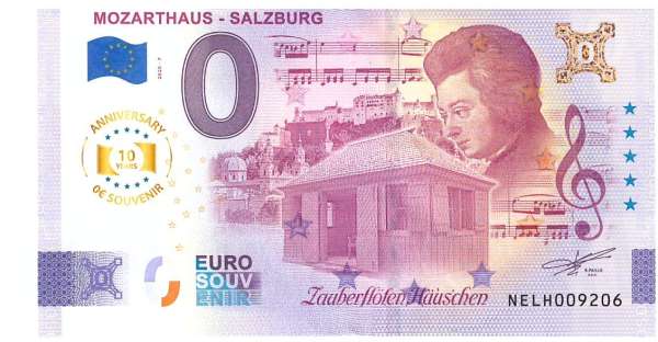 ANK.Nr. Mozarthaus Salzburg 0 Euro Schein 2025-7 Anniversary