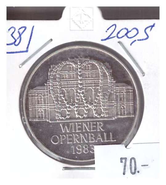 Nr. 038 Wiener Opernball 1983 Silber Casino Jeton 200 Schilling