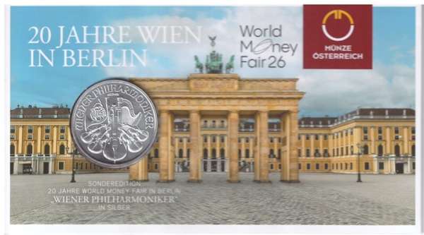 World Money Fair 26 2026 20 Jahre Wien in Berlin Wiener Philharmoniker1 Unze Feinsilber (999)-
