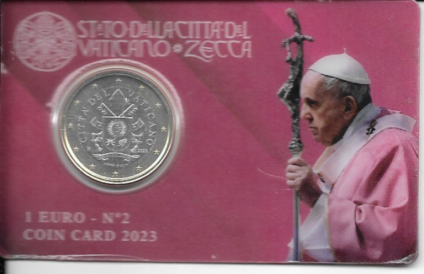 1 Euro Coincard Kursmünze Vatikan 2023 Nr. 2
