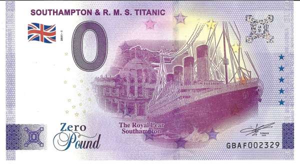 Southampton & R.M.S. Titanic - Unc 0 Pound Schein 2021-1 England