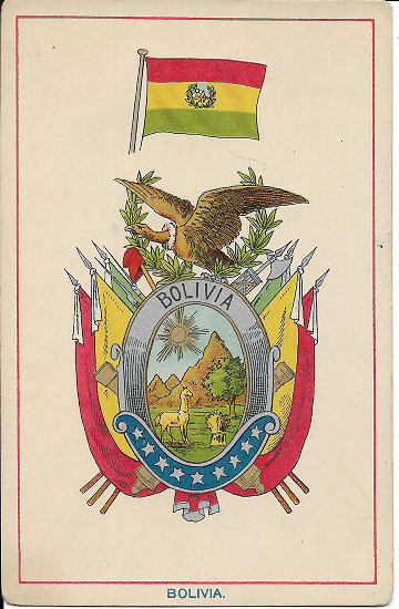 Bolivia Series of coats of arms and flags postcard ca.1910