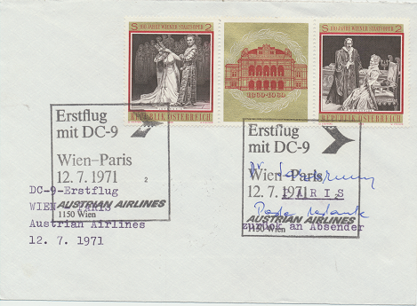 Erstflug Aua DC-9 Wien - Paris 12.7.1971
