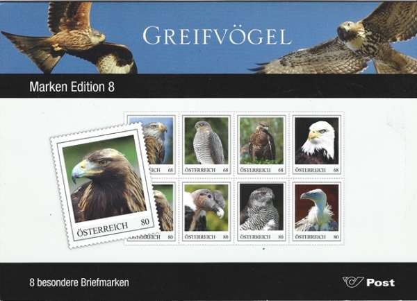 Greifvögel 8 Briefmarken ME 8