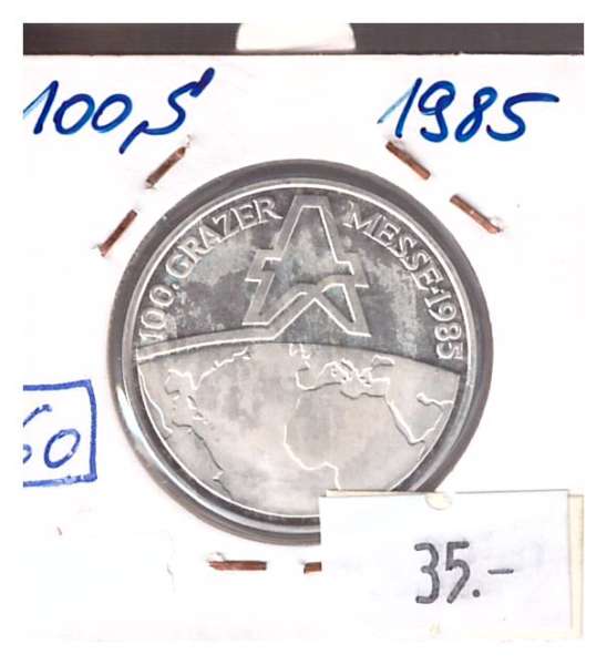 Nr. 060 Grazer Messe 1985 Casinos Austria Silber Casino Jeton 100 Schilling