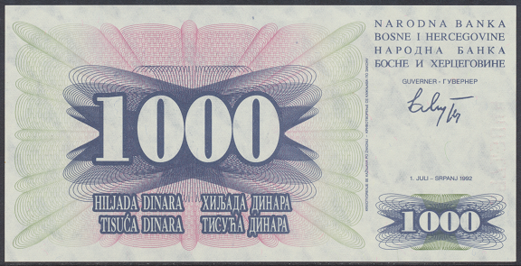 Bosnien Herzogowina- 1000 Dinara 1992 UNC - Pick Nr.15