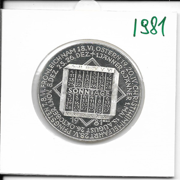 1981 Kalendermedaille Jahresregent Mars Silber
