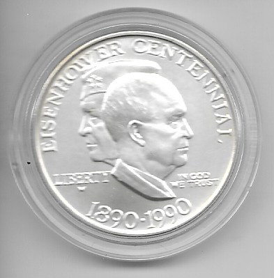 1 Dollar 1890-1990 Silber USA Eisenhower Centennial W