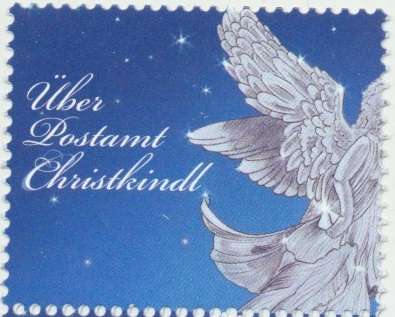 Aufkleber über Postamt Christkindl Blau Weihnachten Gültig seit 16.11.2012