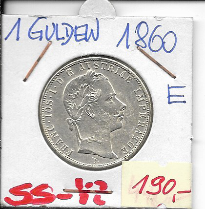 1 Gulden Fl 1860 E Silber Franz Joseph I