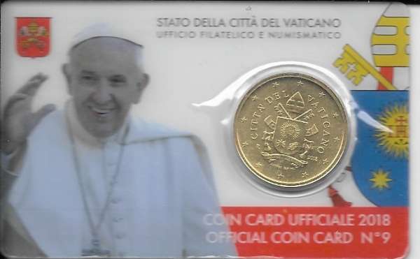 Coincard 50 Cent Kursmünze Vatikan 2018 Nr. 09