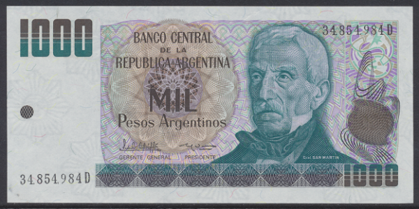 Argentinien – 1000 Pesos (1983-85) (P.317) Erh. UNC