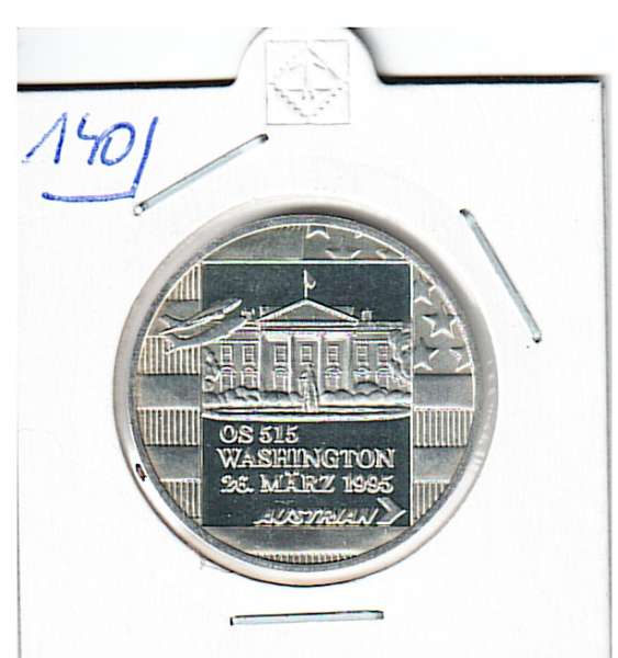 Nr. 140 Austrian Airlines 1 Flug Washington 1995 Casinos Austria Silber Casino Jeton 100 Schilling