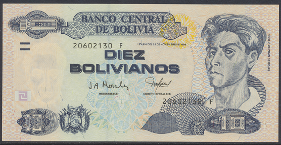 Bolivia- 10 Bolivianos 1986 UNC - Pick Nr.223f