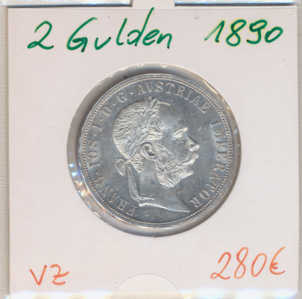 2 Gulden 1890 Silber Franz Joseph I