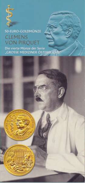 ANK Nr. 09 FOLDER ZU DER 50 EURO Gold MÜNZE Clemens von Pirquet Serie Große Mediziner 2010