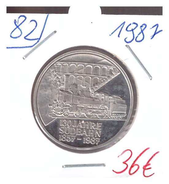 Nr. 082 130 Jahre Südbahn 1987 Casinos Austria Silber Jeton 100 Schilling