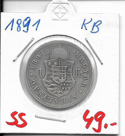 1 Gulden Forint 1891 KB Silber Franz Joseph