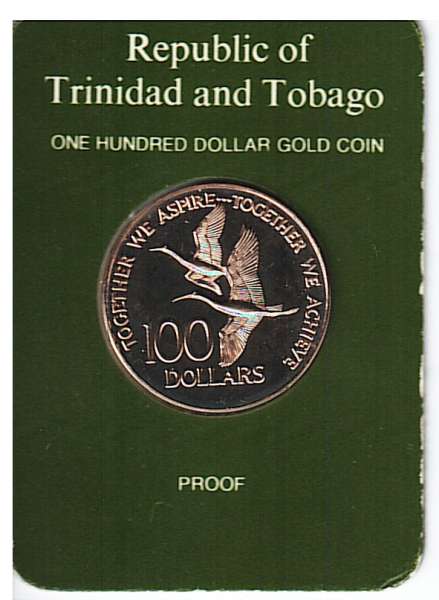 Trinidad and Tobago 100 Dollars 1976 Gold