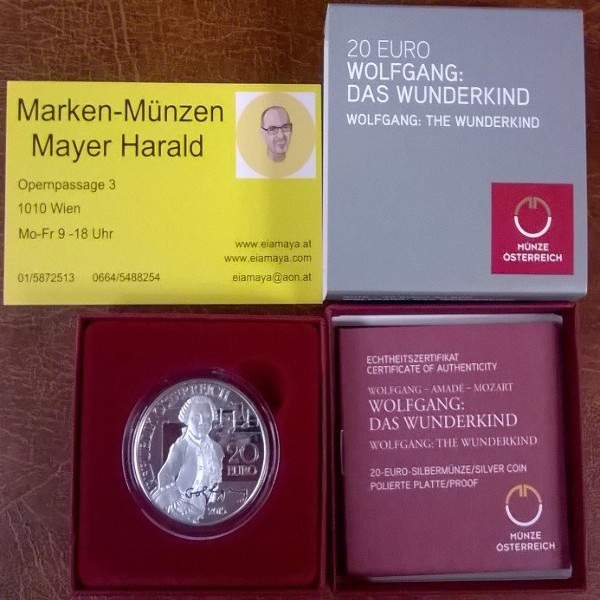 20 Euro 2015 Wolfgang Das Wunderkind PP Silber ANK Nr.33