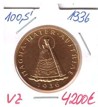 100 Schilling Gold 1936 Magna Mater