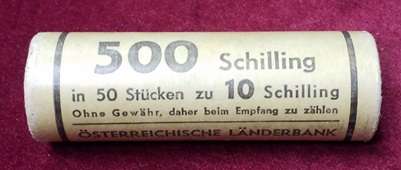 10 Schilling Silber Rolle zu 50 Stück Länderbank