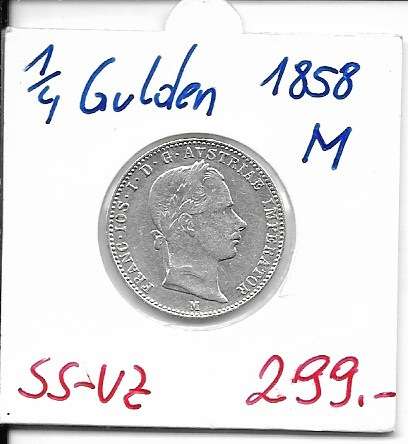 1/4 Gulden 1858 M Silber Franz Joseph