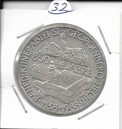 ANK Nr. 32 850 Jahre Benediktinerabtei 1988 500 Schilling Silber Normal