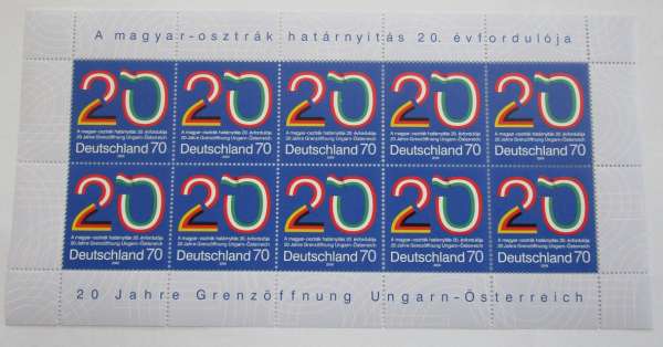 Deutschland Briefmarken Bogen 20 Jahre Grenzöffnung Ungarn 10er Block 2009