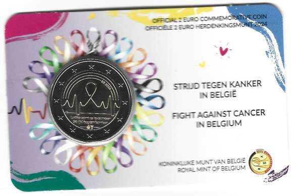 2 Euro Belgien 2024 2 Euro Kampf dem Krebs in Coincard Englisch