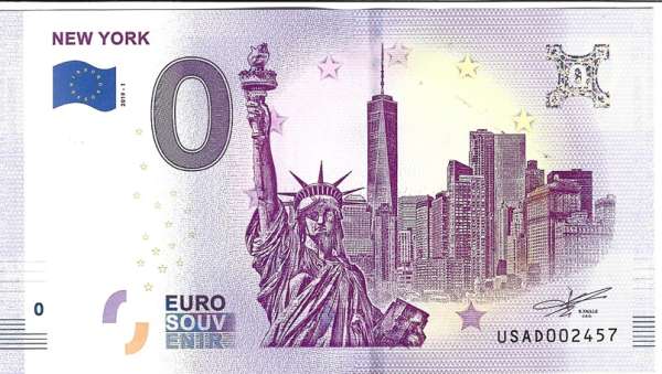 USA New York 2019-1 Unc 0 Euro Schein