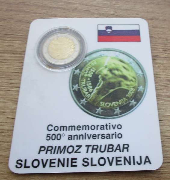 2 Euro Slowenien 2008 Primoz Trubar Coincard