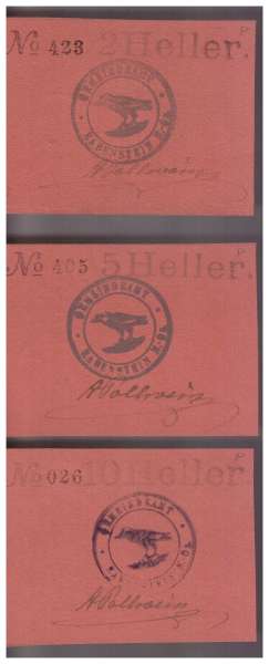 5,5,10 Heller Notgeld Rabenstein NÖ-rötlich