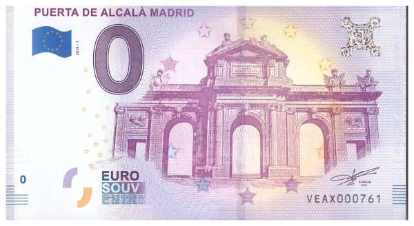Spanien PUERTA ALCALA MADRID- Unc 0 Euro Schein 2018-1