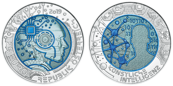 25 Euro 2019 Niob Silber Künstliche Intelligenz ANK Nr. 17 Niob 2019