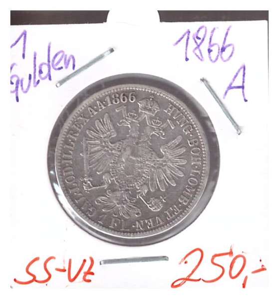 1 Gulden Fl 1866 A Silber Franz Joseph I