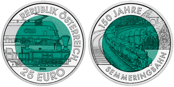 25 Euro 2004 Niob Silber 150 Jahre Semmeringbahn ANK Nr. 02 Niob 2004